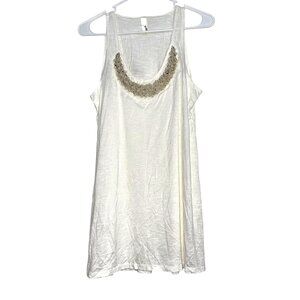 Lovappella White Sleeveless Top With Pearl & Bead Embellishment Size Large
